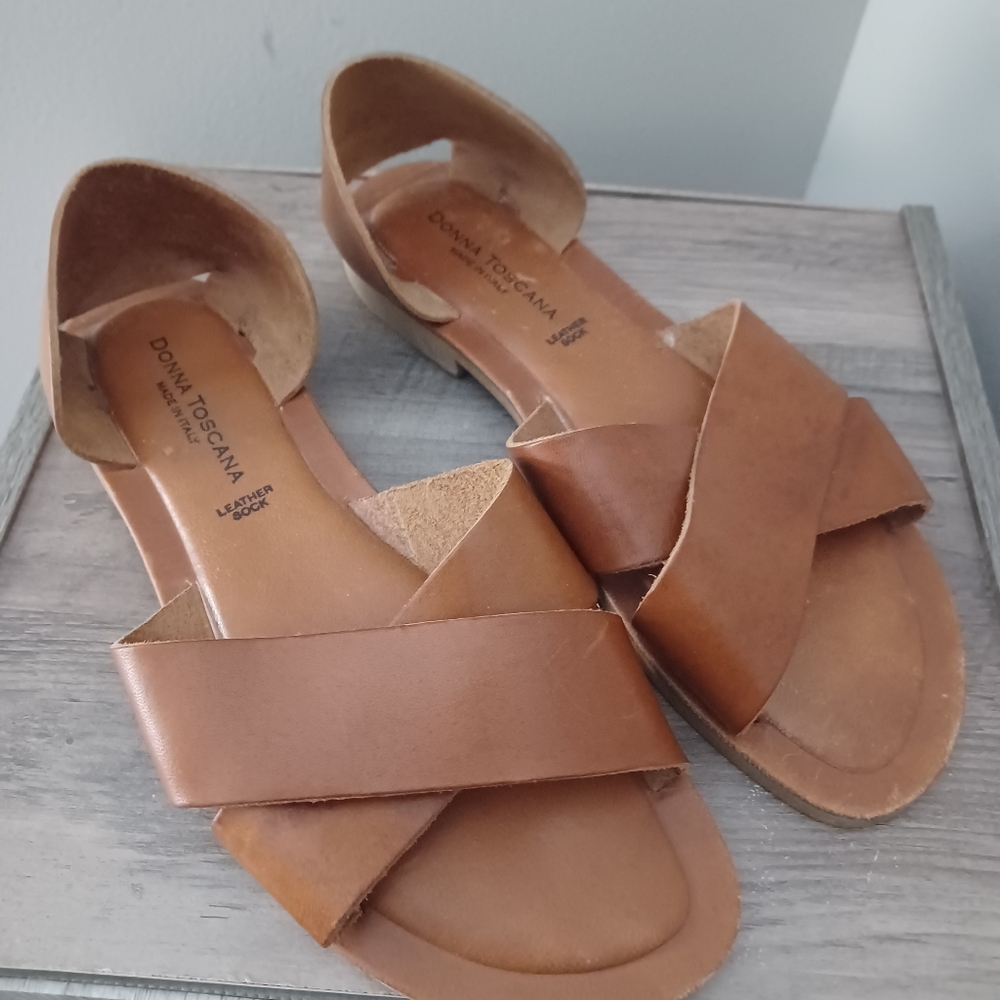 Donna Toscana Leather Sock Strappy Sandals Sz 8